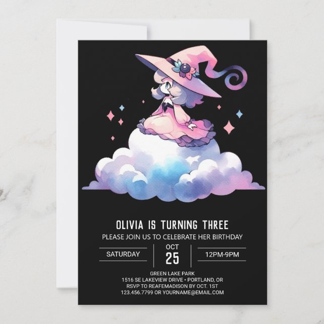 Invitación Fantasy Dreamy Wizard Cumpleaños (Anverso)