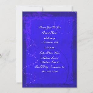 Invitación Fantasy Electric Blue Swirl Design Fiesta