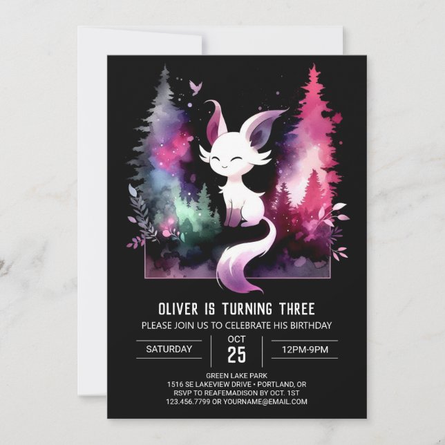 Invitación Fantasy Elegant Cat Birthday (Anverso)