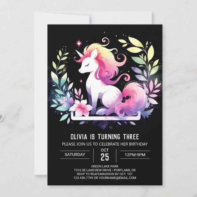 Invitación Fantasy Elegant Horse Birthday (Anverso)