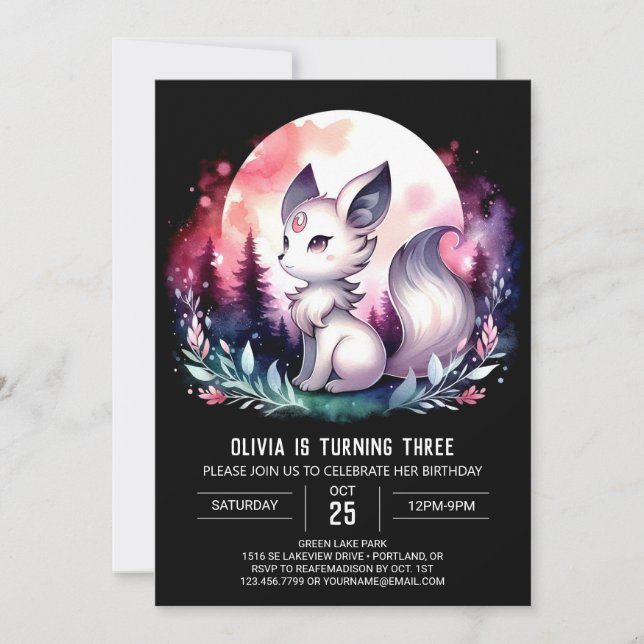 Invitación Fantasy Elegant Wolf Birthday (Anverso)