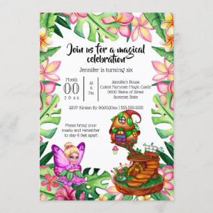 Invitación Fantasy fairhouse flores tropicales goblin fiesta