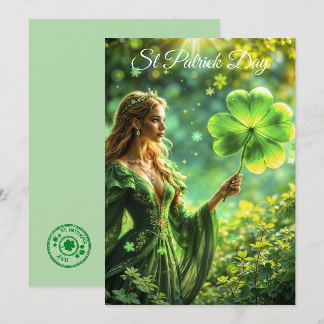Invitación Fantasy fairy St Patrick Day arte folclórico irlan (Anverso / Reverso)