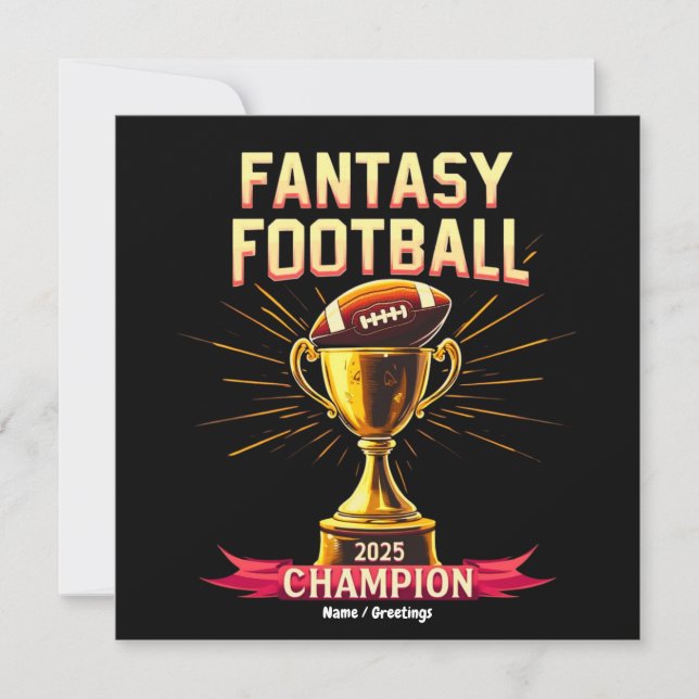 Invitación Fantasy Football 2025 Funny Champ Football Design  (Anverso)