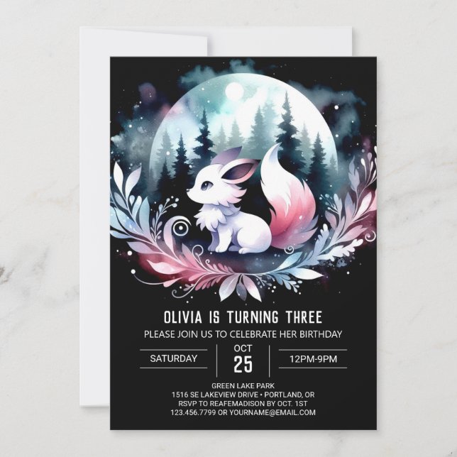 Invitación Fantasy Forest Wolf Birthday (Anverso)