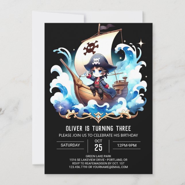 Invitación Fantasy Happy Pirate Birday (Anverso)