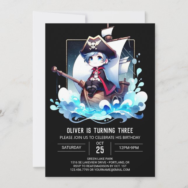 Invitación Fantasy Happy Pirate Birday (Anverso)