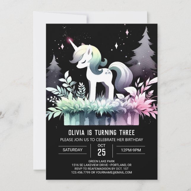 Invitación Fantasy Horse Birthday (Anverso)