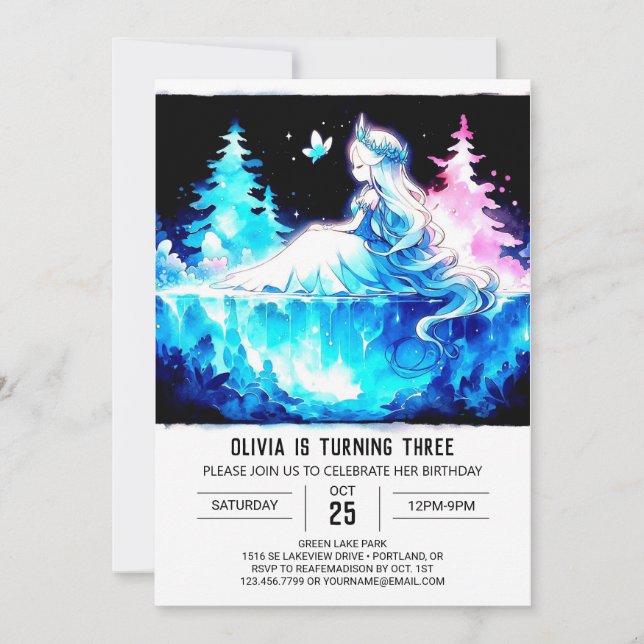 Invitación Fantasy Kids Princess Birthday (Anverso)