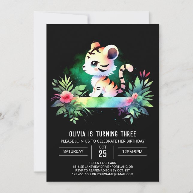 Invitación Fantasy Little Tiger Birday (Anverso)