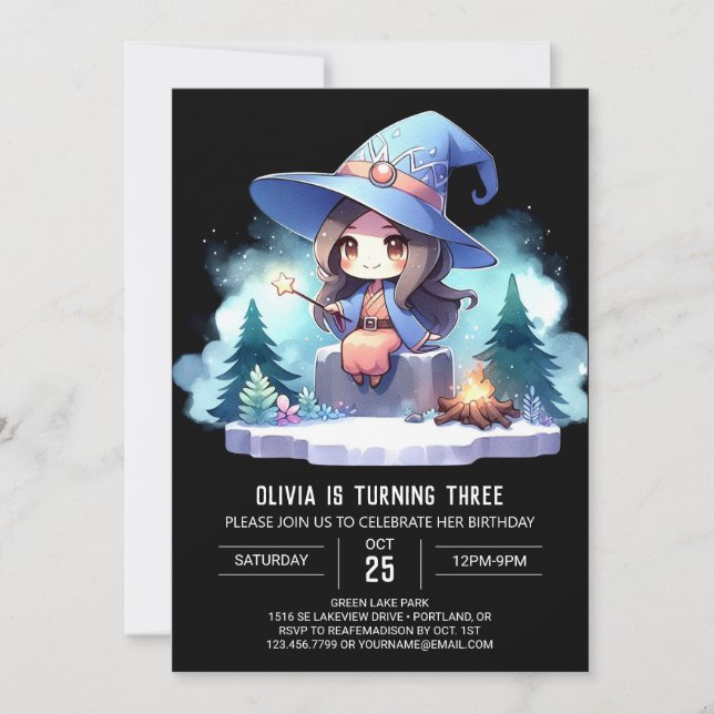 Invitación Fantasy Little Wizard Cumpleaños (Anverso)