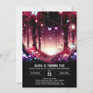 Invitación Fantasy Little Woodland Cumpleaños Digital