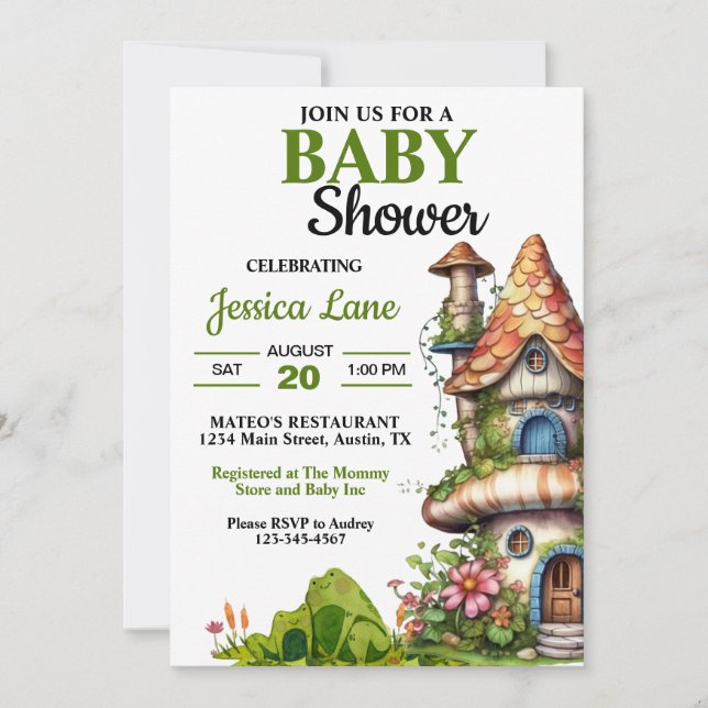 Invitación Fantasy Magia Fairy House Baby Shower (Anverso)