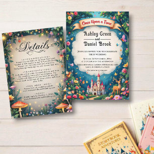 Invitación Fantasy Magia Woodland Castle Fairytale Boda
