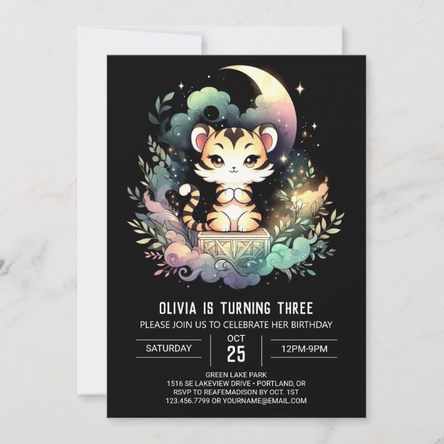Invitación Fantasy Personalizado Tiger Cumpleaños (Anverso)