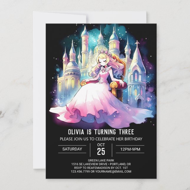 Invitación Fantasy Princess Birthday (Anverso)