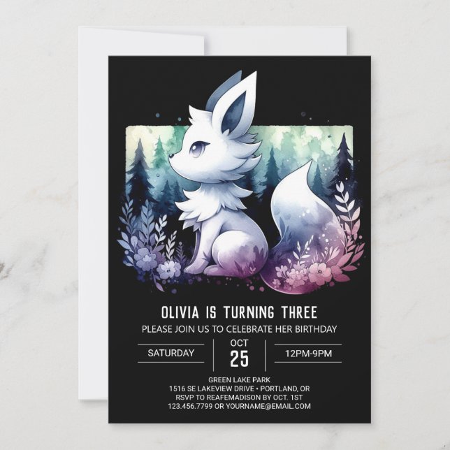 Invitación Fantasy Simple Wolf Birthday (Anverso)