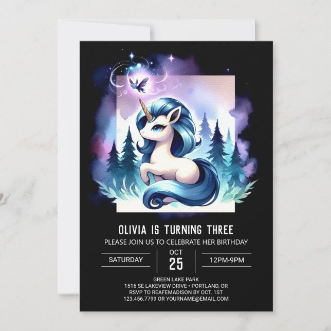 Invitación Fantasy Sweet Horse Birthday (Anverso)