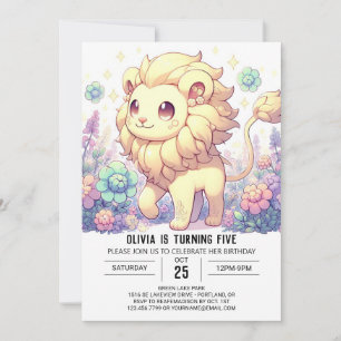 Invitación Fantasy Sweet Lion Digital Birthday
