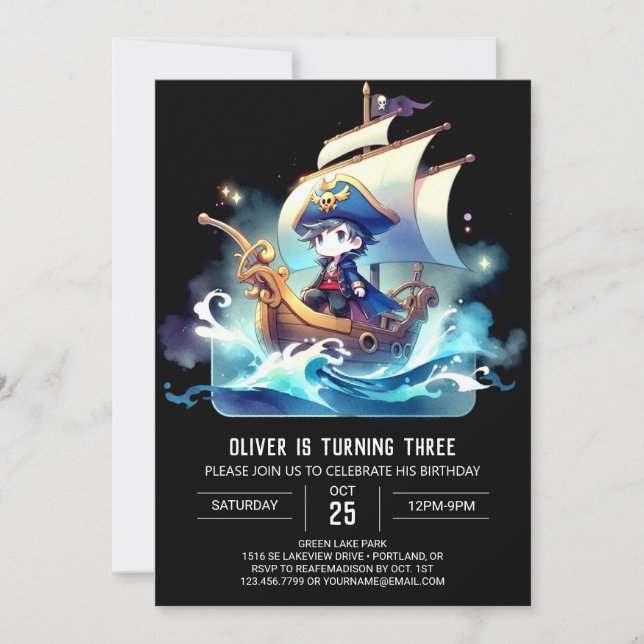 Invitación Fantasy Sweet Pirate Cumpleaños (Anverso)