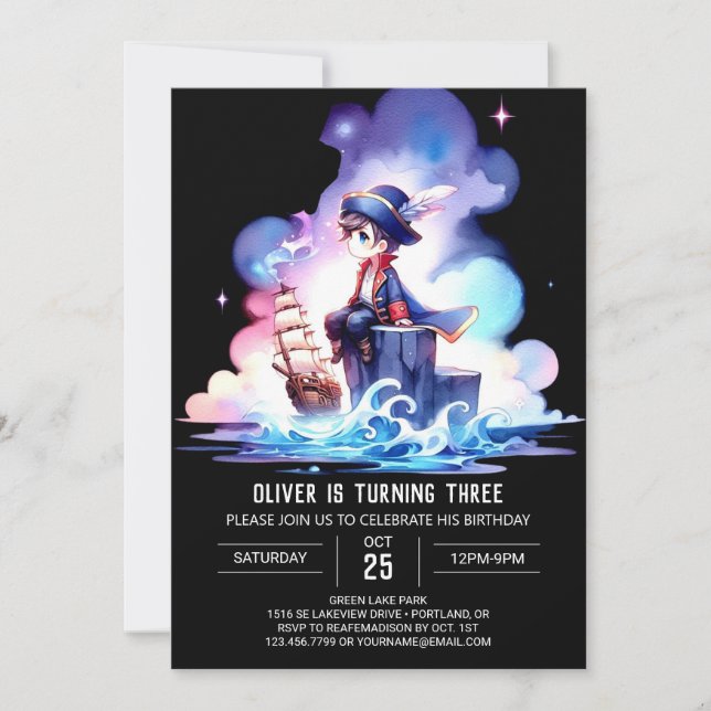 Invitación Fantasy Template Pirate Birday (Anverso)