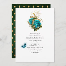 Invitación Fantasy Turquoise and Gold Engagement Party