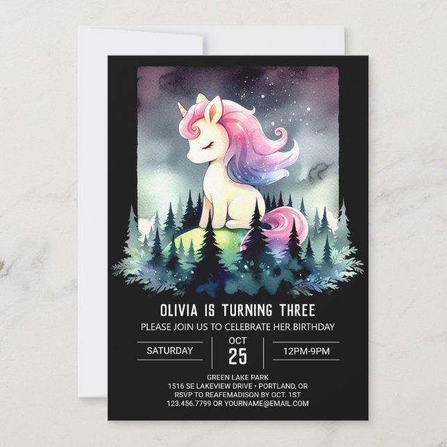 Invitación Fantasy Whimsical Horse Birday (Anverso)