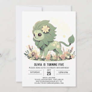Invitación Fantasy Wild Lion Digital Birthday