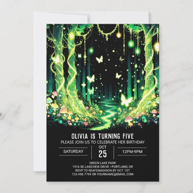 Invitación Fantasy Woodland Cumpleaños Digital (Anverso)