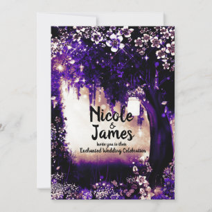Invitación Fantasy Woodland encantado Boda forestal púrpura