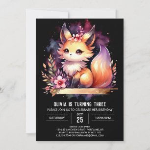 Invitación Fantasy Woodland Fox Birthday digital