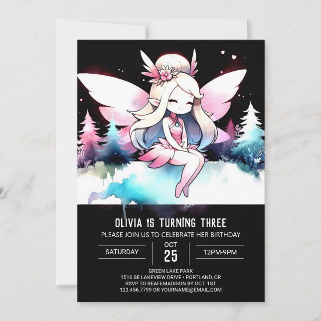 Invitación Fantasy Woods Fairy Birday (Anverso)
