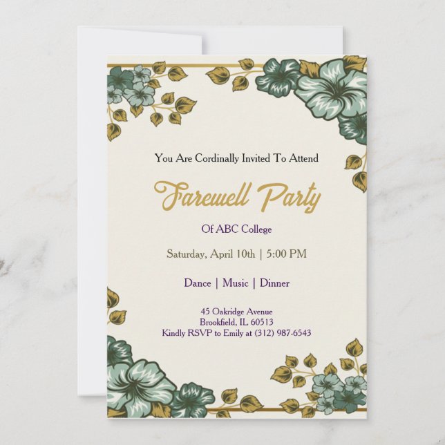 Invitación Farewell Invitation Template Goodbye Party Invitat (Anverso)