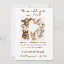 Invitación Farm Animal Baby Shower Invitation