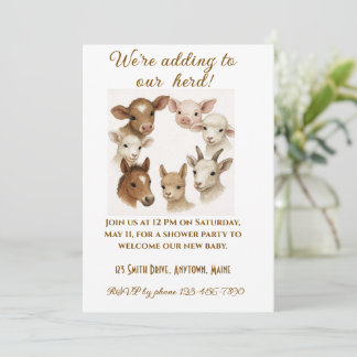 Invitación Farm Animal Baby Shower Invitation