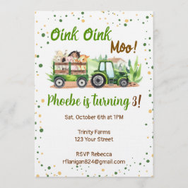 Invitación Farm Animal Barnyard Birthday Invitation