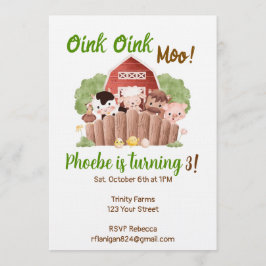 Invitación Farm Animal Barnyard Birthday Invitation