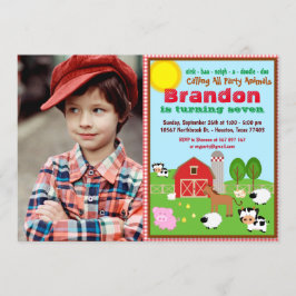 Invitación Farm Animal Barnyard Kids Birthday Photo