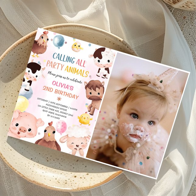 Invitación Farm Animals Balloons Barnyard Foto de cumpleaños (Subido por el creador)
