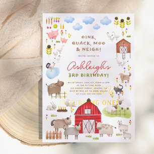 Invitación Farm Animals Barnyard Bash Birthday Party