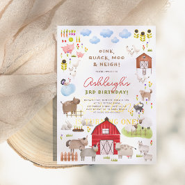 Invitación Farm Animals Barnyard Bash Birthday Party