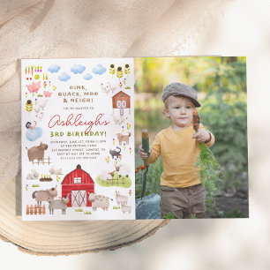 Invitación Farm Animals Barnyard Birthday Party Photo