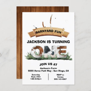 Invitación Farm Animals Barnyard Fiesta de cumpleaños del Rót