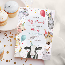 Invitación Farm Animals Birthday Boy Barnyard Birthday Party