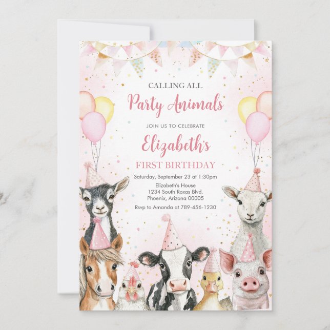 Invitación Farm Animals Birthday Invitation (Anverso)