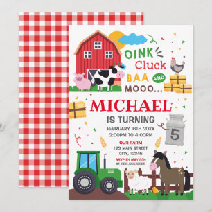 Invitación Farm animals Birthday kid Invitation