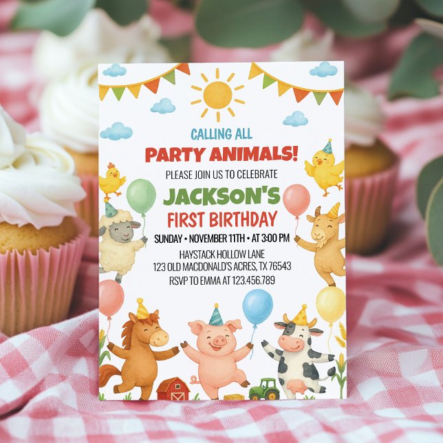 Invitación Farm Animals Birthday Party Invitation (Subido por el creador)
