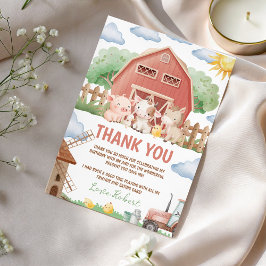 Invitación Farm Animals Birthday Thank You Card