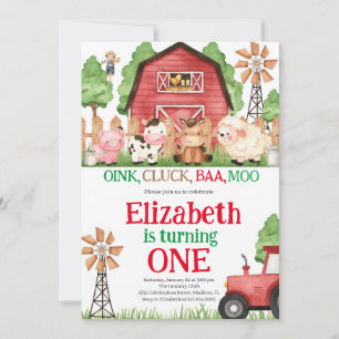 Invitación Farm Animals Boy Barnyard Birthday Party
