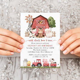 Invitación Farm Animals, Cute Animals, Barn, First Birthday